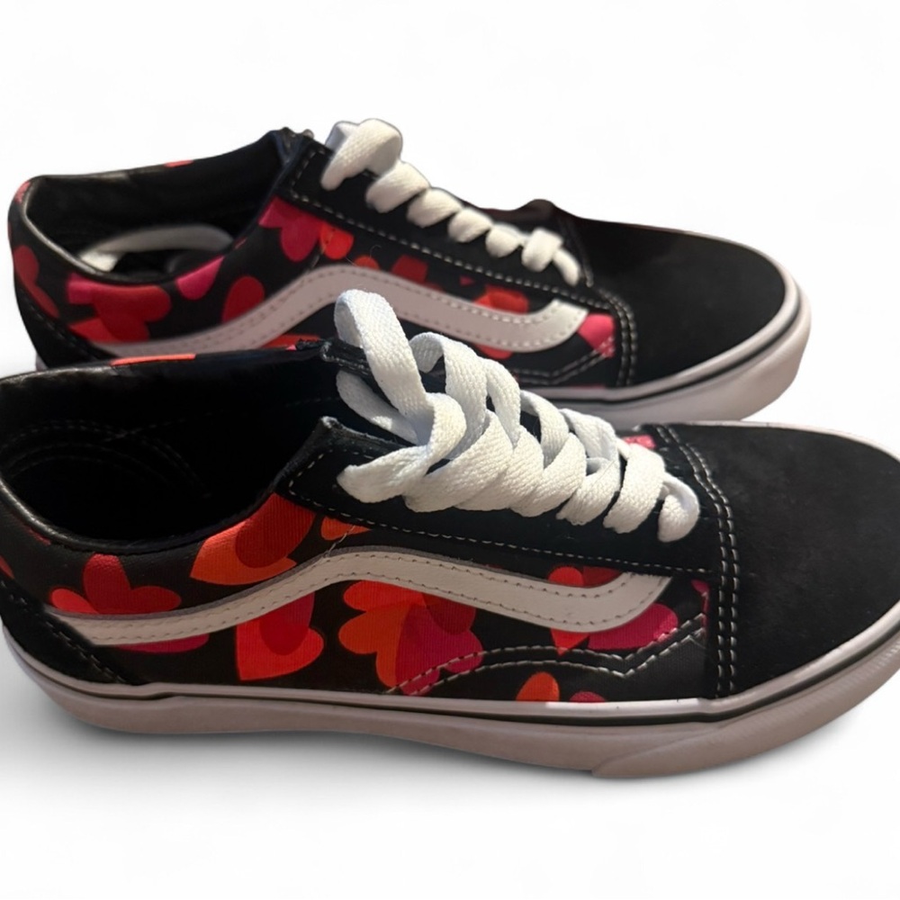 Vans Black and Red Heart Sneakers